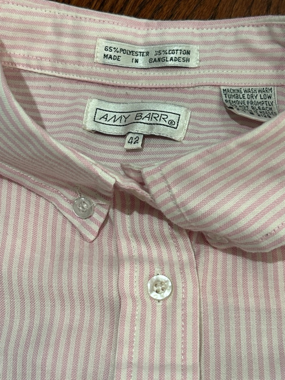 AMY BARR Pink Stripe WOMENS Button-Down Shirt Size 42 - size Large
